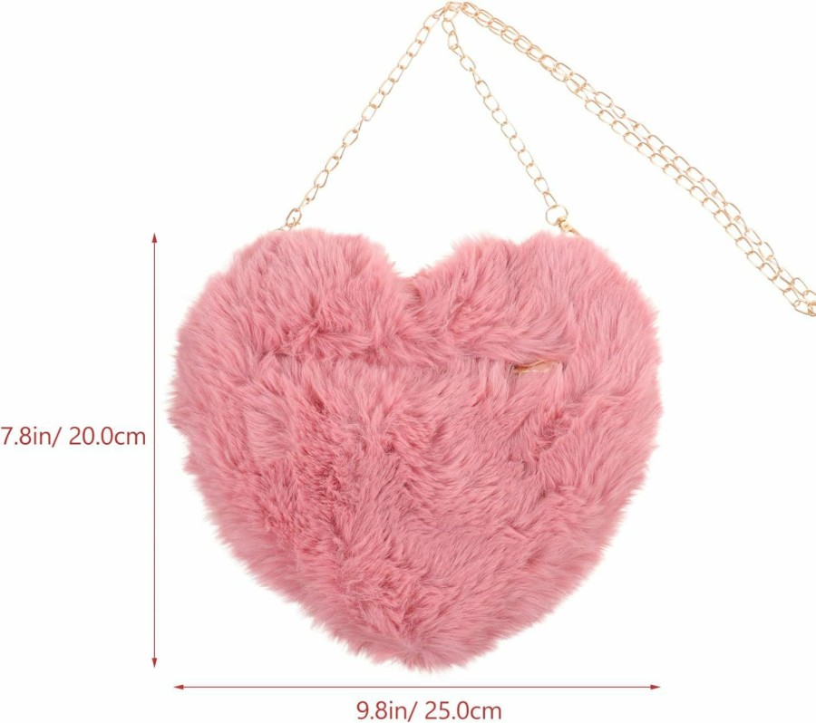 Backpack Handbags | Abaodam Abaodam Heart Shaped Purse Soft Fluffy Faux Fur Crossbody Bag Handbag Shoulder Bag With Chain For Women Girls Valentines Day