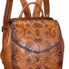 Backpack Handbags | FEIGITOR Feigitor Genuine Leather Backpack For Women Purse Retro Embossed Leather Handmade Knapsack Back Bag Casual Daypack (Brown)