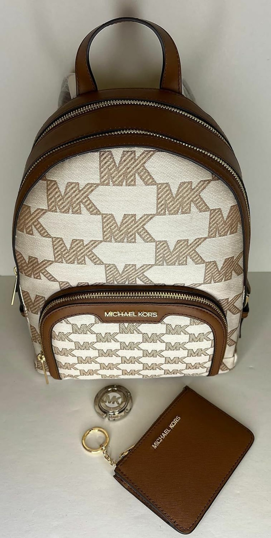 Backpack Handbags | Michael Kors Michael Kors Jaycee Md Backpack Bundled With Sm Tz Coinpouch Wallet Purse Hook (Luggage Signature Mk)