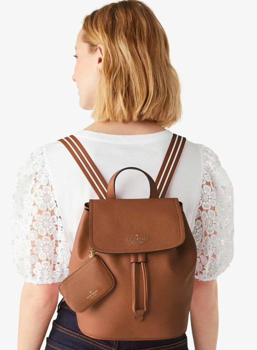 Backpack Handbags | Kate Spade New York Kate Spade New York Women'S Rosie Pebbled Leather Medium Flap Backpack, Warm Gingerbread