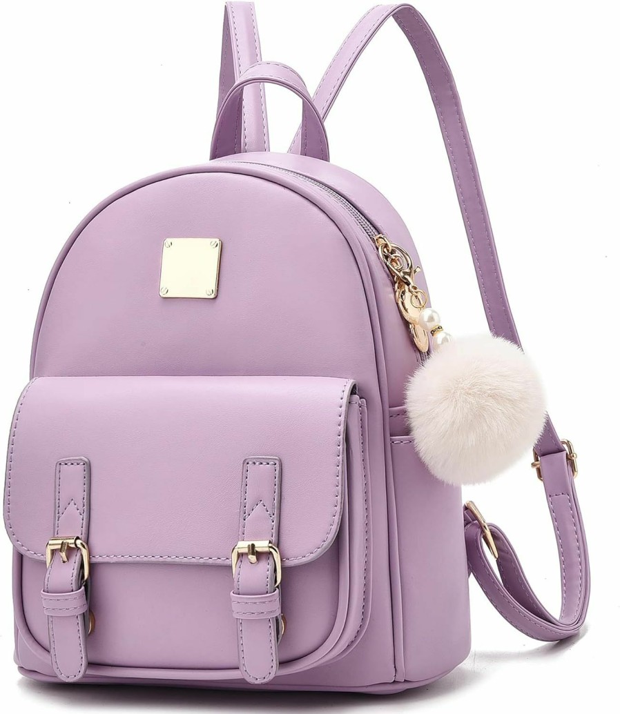 Backpack Handbags | BESYIGA Besyiga Fashion Leather Mini Backpack Purse With Buckle Cute Small Shoulder Bag For Women, Purple