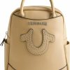 Backpack Handbags | True Religion True Religion Women'S Mini Backpack, Studded Horseshoe Logo Small Travel Bag Purse, Adjustable Shoulder Straps, Camel, 11 Inch