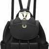 Backpack Handbags | Smilovely Anime Luna Cat Mini Backpack Purse For Women Leather Casual Daypack Flap Drawstring Backpack Travel Bag (Black Without Alphabet)