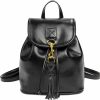 Backpack Handbags | Sunwel Fashion Sunwel Fashion Small Backpack For Women Vegan Leather Designer Backpack Purse Soft Rucksack With Tassel Charm (Black)