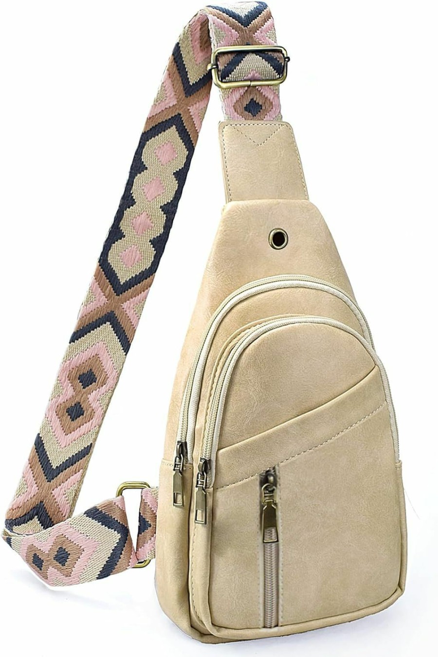 Backpack Handbags | Huwzder Huwzder Sling Bag For Women Pu Leather Sling Bag Small Crossbody Sling Backpack Multipurpose Chest Bag For Women Cycling (B-Beige)