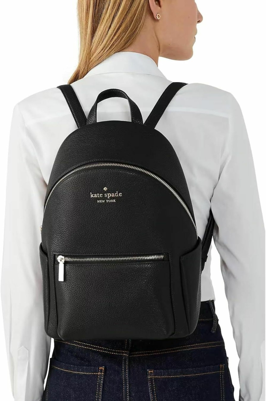 Backpack Handbags | Kate Spade New York Kate Spade Leila Pebbled Leather Medium Dome Backpack Bag Black