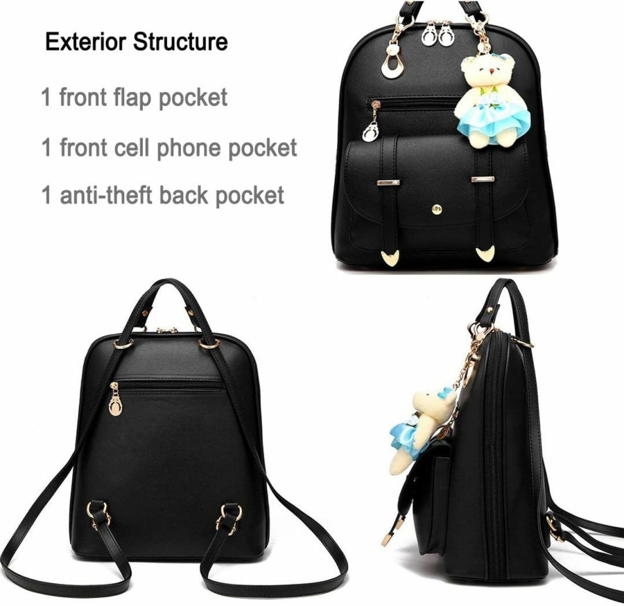 Backpack Handbags | BAG WIZARD Girls Leather Purse Backpack Mini Teen Teenager Fashion Quilted Small Size Shoulder Bag