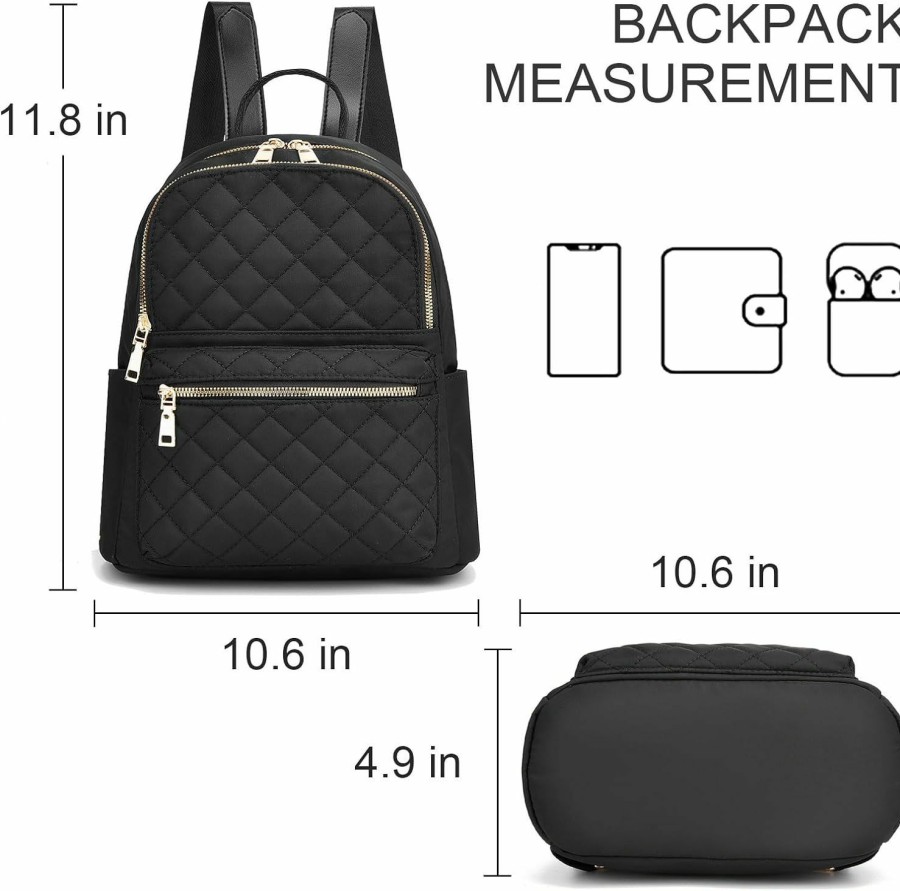 Backpack Handbags | IHAYNER Ihayner Backpack Purse For Women Nylon Casual Backpacks Quilted Pattern Small Daypack Shoulder Bags