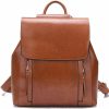 Backpack Handbags | FL FantasyLinen Fl Fantasylinen Women'S Fashion Purse Backpack Multipurpose Design Shoulder Bag And Zipper Purse Genuine Leather Anti-Theft Travel Bag (Brown)