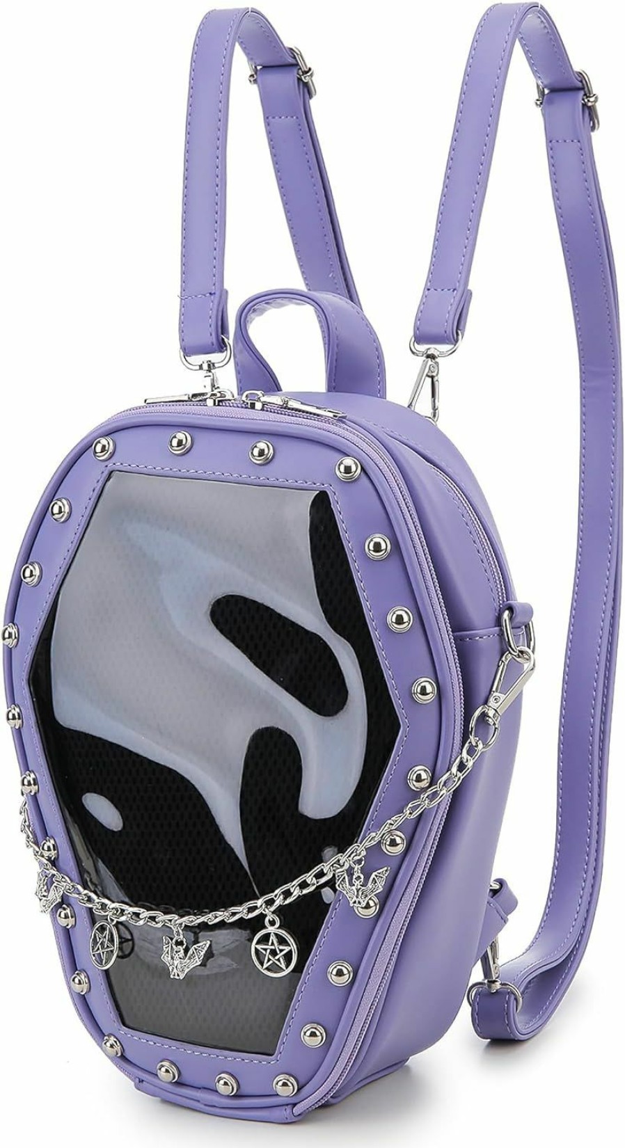 Backpack Handbags | fancybag Fancybag Goth Coffin Ita Women Backpack Halloween Coffin Punk With Inserts Shoulder Bag For Enamel Pins Display,Pins Not Included(Purple)