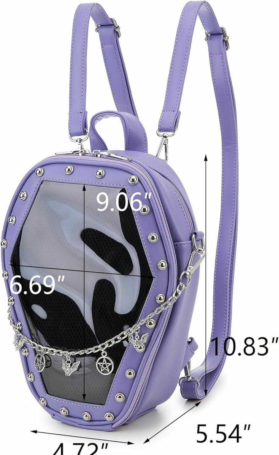 Backpack Handbags | fancybag Fancybag Goth Coffin Ita Women Backpack Halloween Coffin Punk With Inserts Shoulder Bag For Enamel Pins Display,Pins Not Included(Purple)