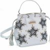 Backpack Handbags | Bequitas Bequitas Leather Backpack, With Star Shapped Appliques And Rivets On The Front, Leather Cord With Fringes To Close. Color: White