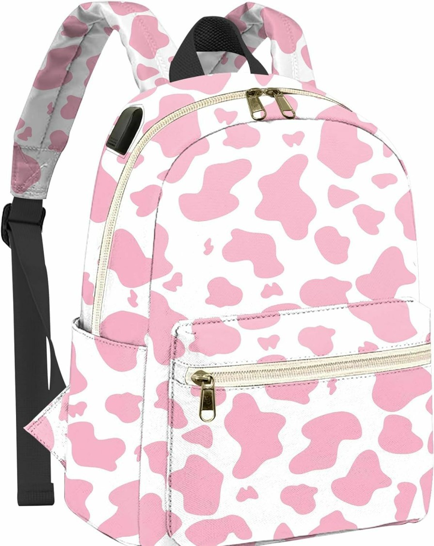 Backpack Handbags | BHAHB Bhahb Mini Backpack Small Backpack Purse,Handbags Shoulder Bag Lightweight With Usb Charging Port,For Women Daily Fashion-Pink Cow Western Pattern