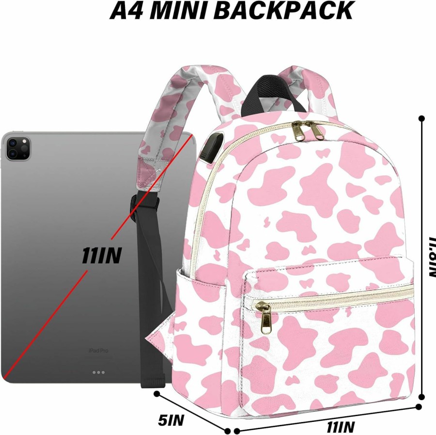 Backpack Handbags | BHAHB Bhahb Mini Backpack Small Backpack Purse,Handbags Shoulder Bag Lightweight With Usb Charging Port,For Women Daily Fashion-Pink Cow Western Pattern