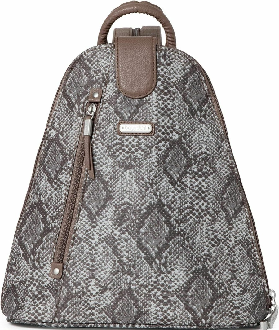 Backpack Handbags | Baggallini Baggallini Backpack Metro With Rfid Phone Wristlet, Tan Python