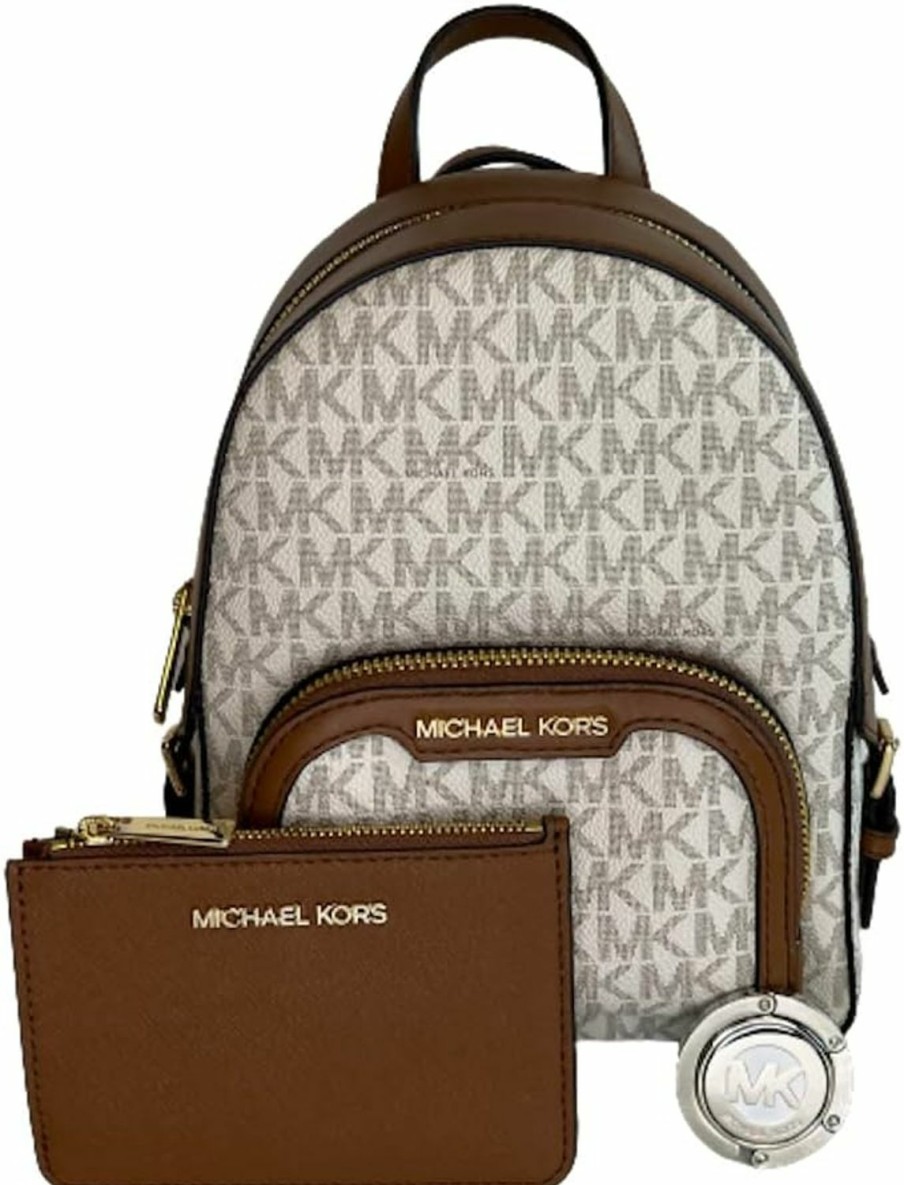 Backpack Handbags | Michael Kors Michael Kors Jaycee Xs Convertible Zip Pocket Backpack Bundled With Sm Tz Coinpouch Wallet Purse Hook (Signature Mk Vanilla/Luggage)