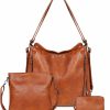 Backpack Handbags | Geestock Geestock Tote Bag Convertible Backpack For Women, Vegan Leather Handbag Multifuction Shoulder Bag, Tote Bag Purses Set 3Pcs, Brown