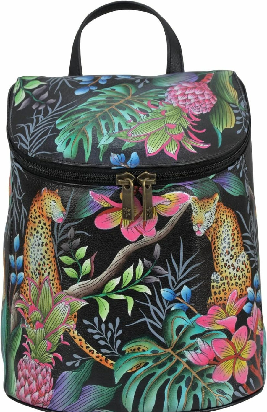 Backpack Handbags | Anuschka Anuschka Women'S Hand-Painted Genuine Leather Bucket Backpack - Crimson Garden