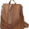 Backpack Handbags | VASCHY Backpack Purse For Women,Vaschy Fashion Faux Leather Anti-Theft Backpack Purse Small For Ladies Bookbag Purse With Vintage Weave Brown