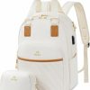 Backpack Handbags | MATEIN Matein Small Backpack Purse For Women, Cute Lightweight Mini Daily Shoulder Bags With Usb Charging Port, Fashion Waterproof Casual Daypack For College Travel Work, Gift For Ladies, 2Pcs Set, Beige