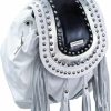 Backpack Handbags | Bequitas Bequitas Genuine Argentine Leather Backpack. Black, Silver And White Studded Flap With Rivets. Color: White