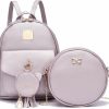 Backpack Handbags | BESYIGA Besyiga Women Cat Small Backpack 3Pcs Leather Backpack Purse For Women Travel Satchel Little Backpack For Women Mini Backpack Pearl Purple