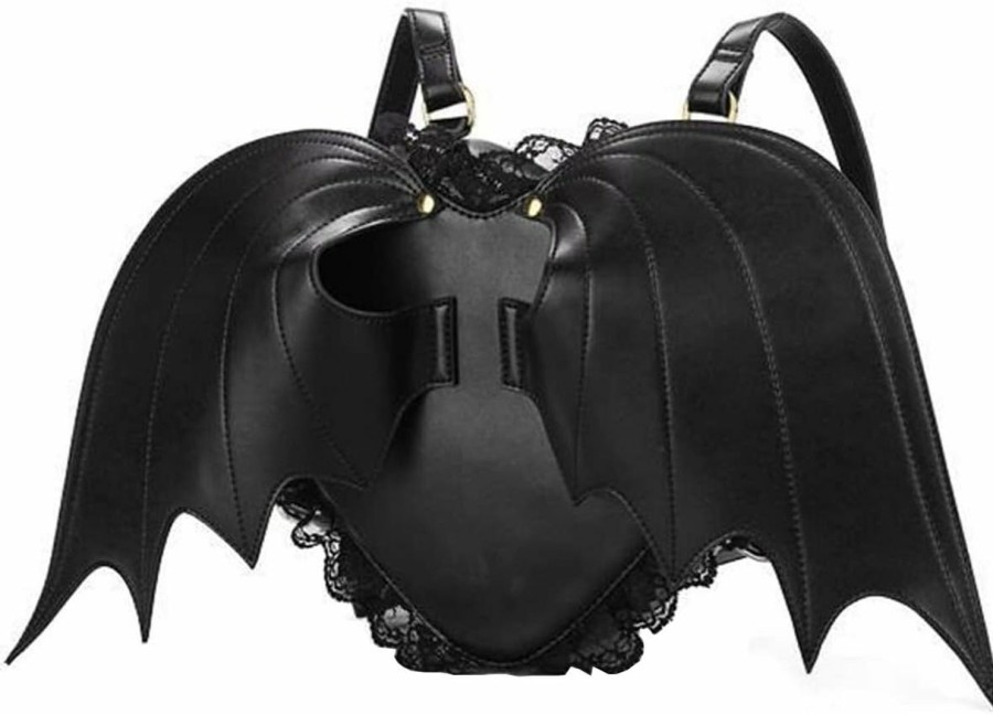 Backpack Handbags | BelonYou Women Girl Punk Backpack Novelty Bat Wing Daypack Purse Gothic Lace Shoulder Bag Heart Lolita Bag