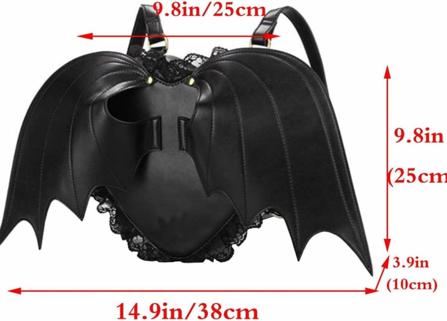 Backpack Handbags | BelonYou Women Girl Punk Backpack Novelty Bat Wing Daypack Purse Gothic Lace Shoulder Bag Heart Lolita Bag