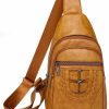 Backpack Handbags | JRNDNIUO Jrndniuo Leather Sling Backpack Chest Crossbody Shoulder Bag Travel Daypack For Men And Women Brown Big