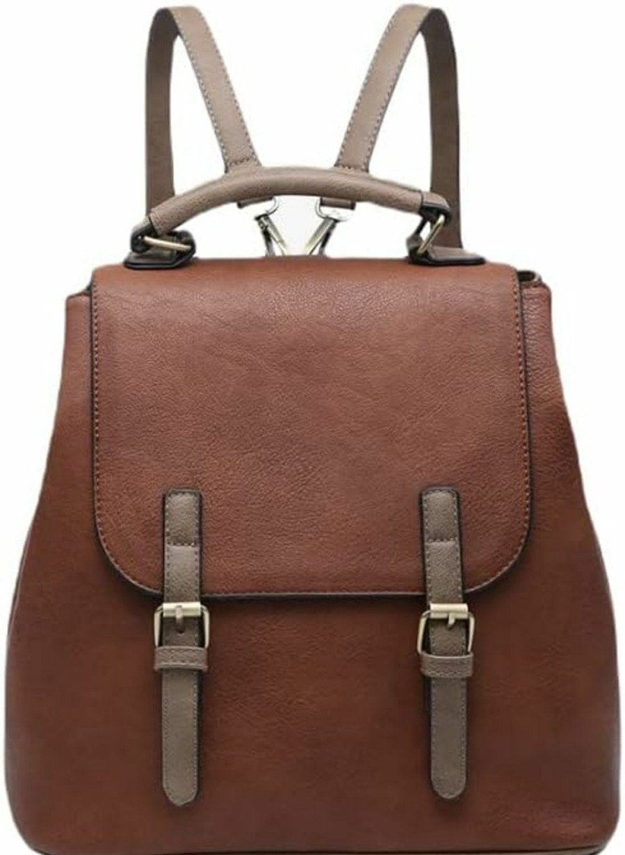 Backpack Handbags | JEN & CO. Jen & Co. Brooks Brown Backpack - Vegan Leather Convertible Shoulder Bag Purses For Women, Womens Knapsack Purse