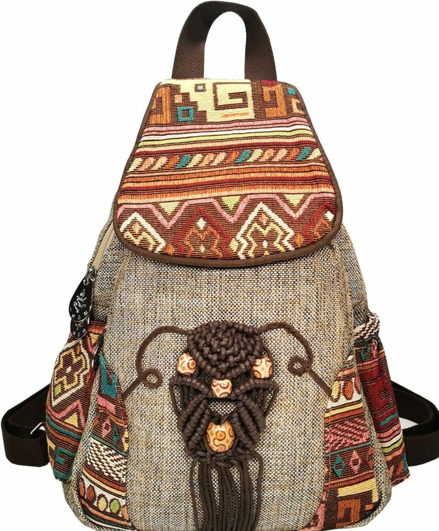 Backpack Handbags | POPUCT Popuct Cotton Small Backpack Purse Fashion Hand Knitting Mini Casual Chest Bag For Women(Bohemian)