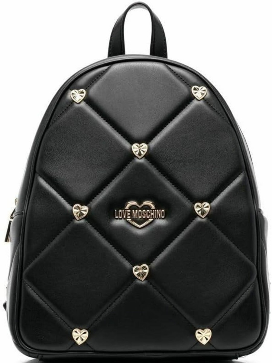 Backpack Handbags | Love Moschino Love Moschino Women'S Backpack Application Hearts Jc4089Pp Unique Black, Black