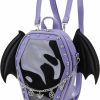 Backpack Handbags | fancybag Fancybag Goth Coffin Backpack With Detachable Bat Wing Halloween Coffin Ita Punk Shoulder Bag For Enamel Pins Display,Pins Not Included(Purple)