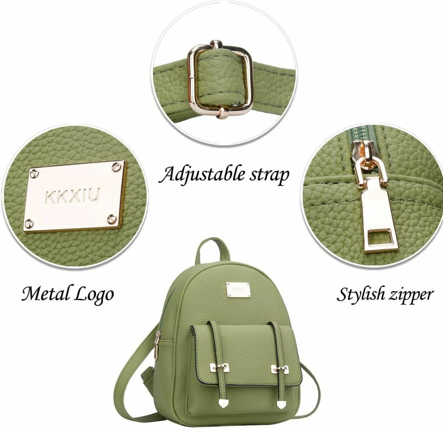 Backpack Handbags | KKXIU Kkxiu Fashion Mini Backpack For Ladies Eco Friendly Synthetic Leather Bookbag For Women (Mini Size, Green 2)