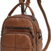 Backpack Handbags | Kasqo Kasqo Mini Backpack Purse For Women, Square Small Convertible Pu Leather Backpack Fashion Shoulder Bag For Ladies -Brown