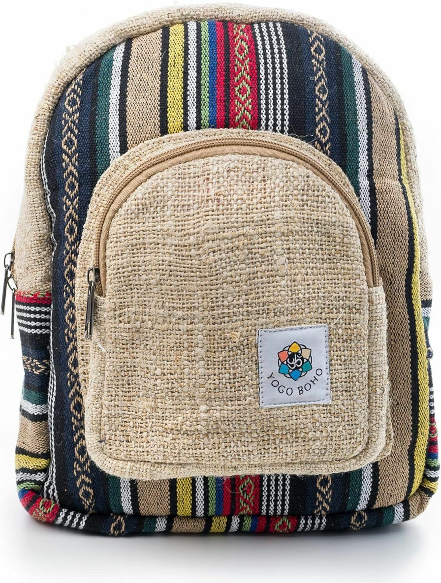 Backpack Handbags | Yogo Boho Yogo Boho Mini Backpack, Himalayan Hemp Backpack Purse For Travel, Hippy Bag With Adjustable Straps (Bodhi Kushi)