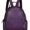 Backpack Handbags | IVTG Ivtg Genuine Leather Backpack For Women Knapsack Vintage Fashion Bookbag Handmade Casual Satchel Daypacks Purse (Purple)