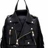 Backpack Handbags | Trendeology Trendeology Moto Jacket Design Bike Vegan Leather Fringed Saddle Bag Fashion Backpack Purse