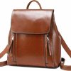 Backpack Handbags | Iswee Iswee Vintage Waxy Leather Ladies Backpack Purses For Women Backpack Style Anti-Theft Casual Daypack Shoulder Bag Fashion Bag (Brown)