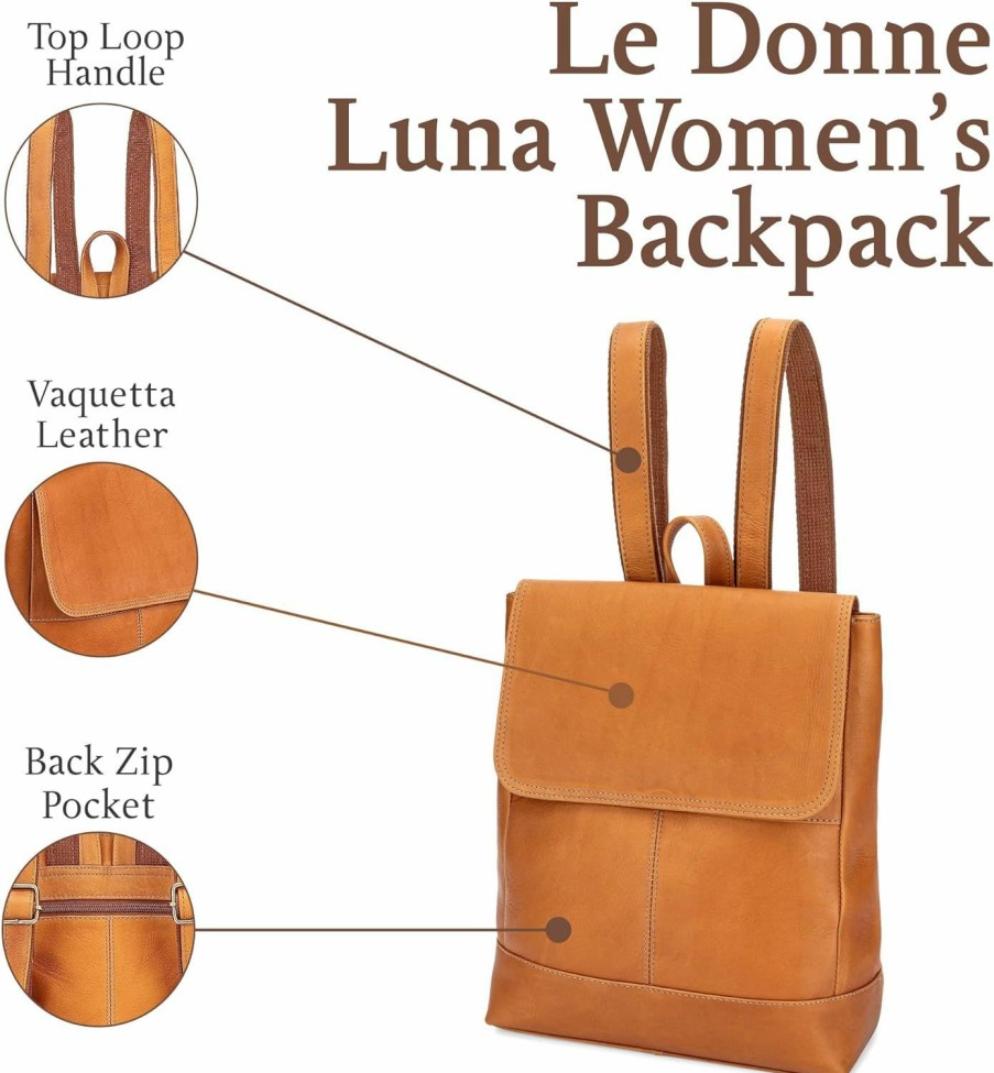 Backpack Handbags | Le Donne Leather Luna Backpack - Professional Multipurpose Travel Backpack For Women - Essential For Work Or Everyday Use