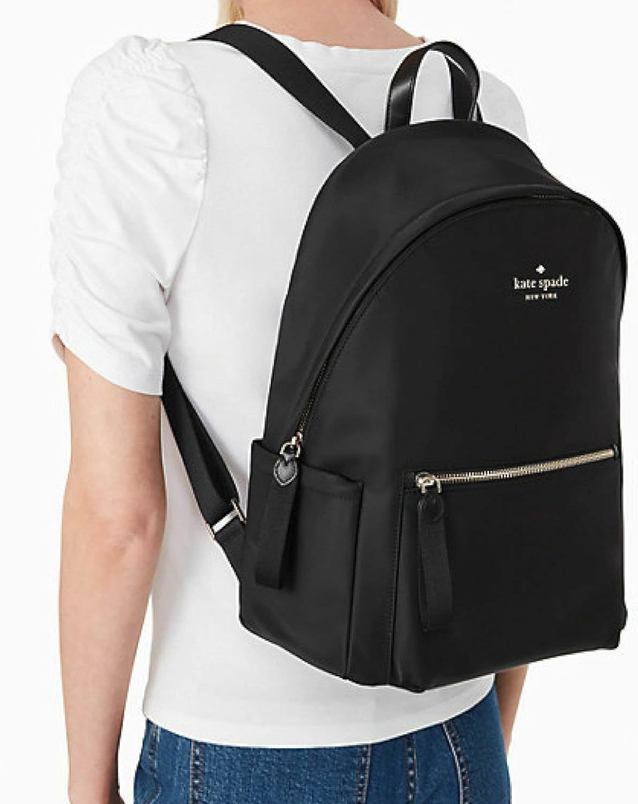 Backpack Handbags | Kate Spade New York Kate Spade New York Chelsea Large Nylon Fashion Adult Backpack, Black, One Size