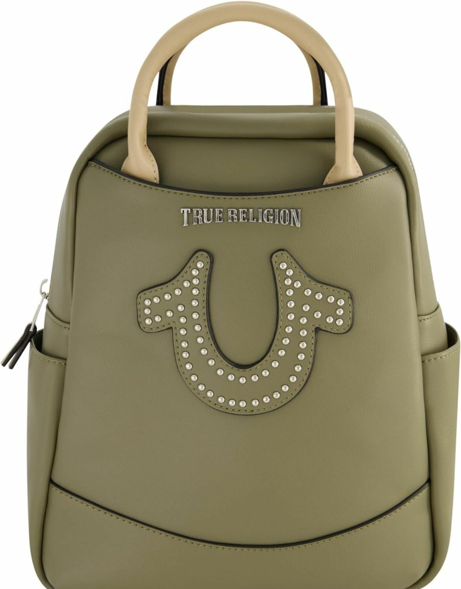 Backpack Handbags | True Religion True Religion Mini Backpack, Studded Horseshoe Logo Small Travel Bag Purse For Women, Adjustable Shoulder Straps