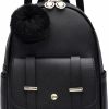 Backpack Handbags | I IHAYNER I Ihayner Girls Fashion Backpack Mini Backpack Purse For Women Teenage Girls Purses Pu Leather Pompom Backpack Shoulder Bag