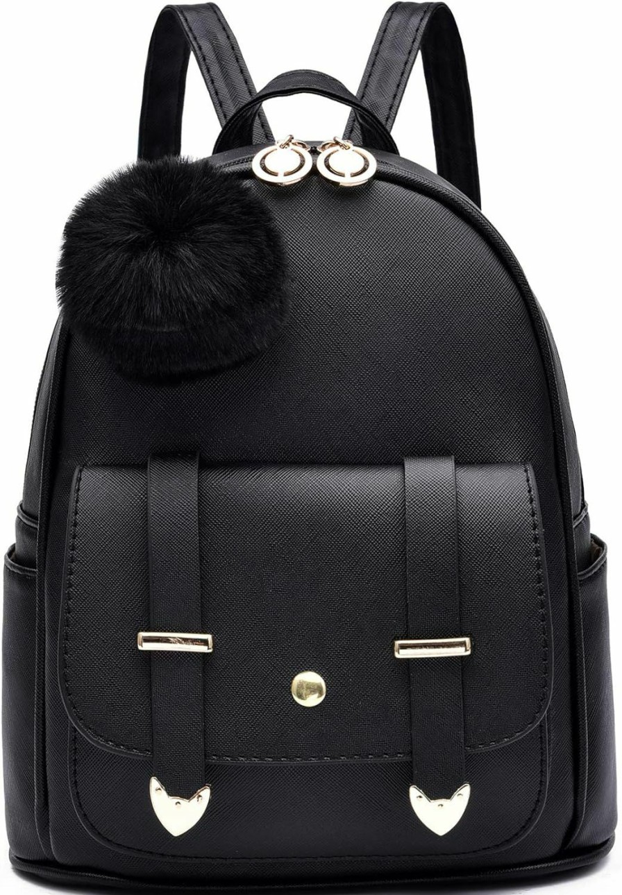 Backpack Handbags | I IHAYNER I Ihayner Girls Fashion Backpack Mini Backpack Purse For Women Teenage Girls Purses Pu Leather Pompom Backpack Shoulder Bag