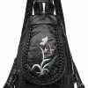 Backpack Handbags | NIGEDU Nigedu Vintage Embroidered Women Backpacks Soft Pu Leather Backpack Purse Small Female Travel Bag High Capacity Black Chest Packs (Red Flower)