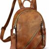 Backpack Handbags | IVTG Ivtg Genuine Leather Backpack For Women Knapsack Vintage Bookbag Handmade Casual Satchel Daypacks Back Bag Purse (Brown)