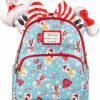 Backpack Handbags | Loungefly Loungefly Disney Christmas Mickey And Minnie Snowman Aop Womens Double Strap Shoulder Bag Purse With Ears Headband