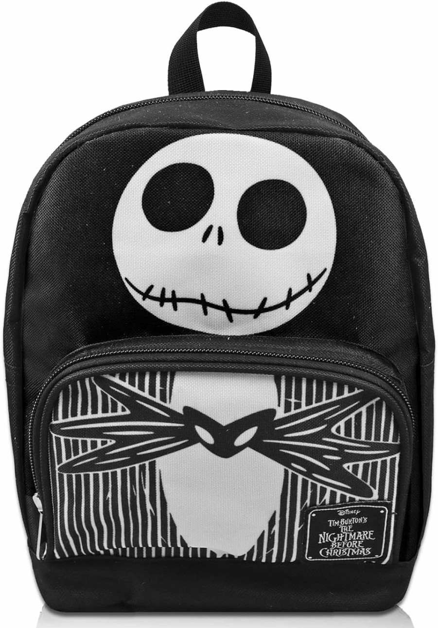 Backpack Handbags | The Nightmare Before Christmas Nightmare Before Christmas Mini Backpack For Women - 10" Canvas Jack Skellington Backpack With Front Pocket Plus Bookmark | Jack Skellington Backpack Purse Bundle