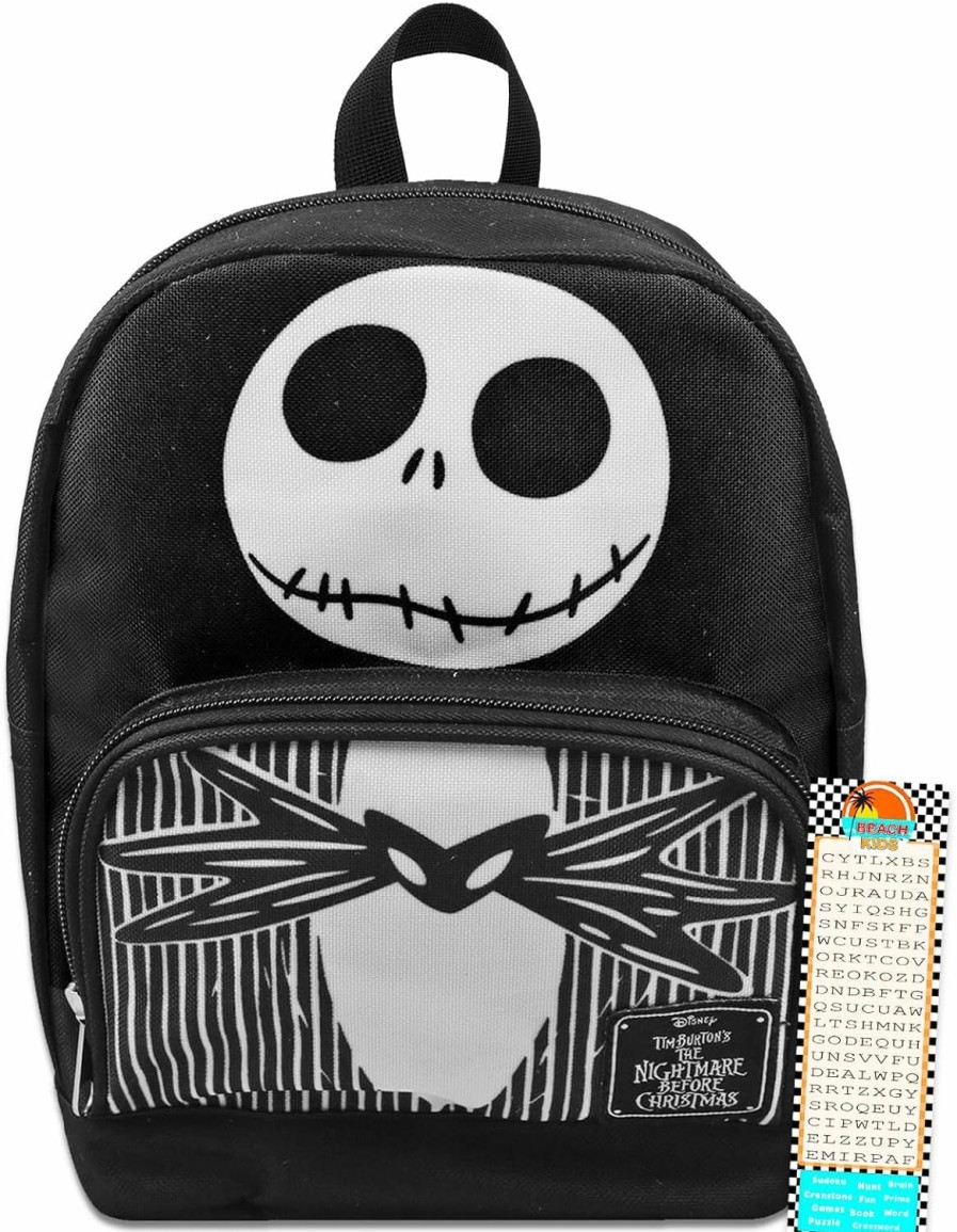 Backpack Handbags | The Nightmare Before Christmas Nightmare Before Christmas Mini Backpack For Women - 10" Canvas Jack Skellington Backpack With Front Pocket Plus Bookmark | Jack Skellington Backpack Purse Bundle