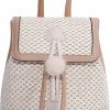 Backpack Handbags | Anopo Anopo Small Straw Backpack For Women Summer Handmade Woven Beach Bag Bookbag Daypack Wicker Purse Bohomian Drawstring Shoulder Bag-F Furball-Khaki